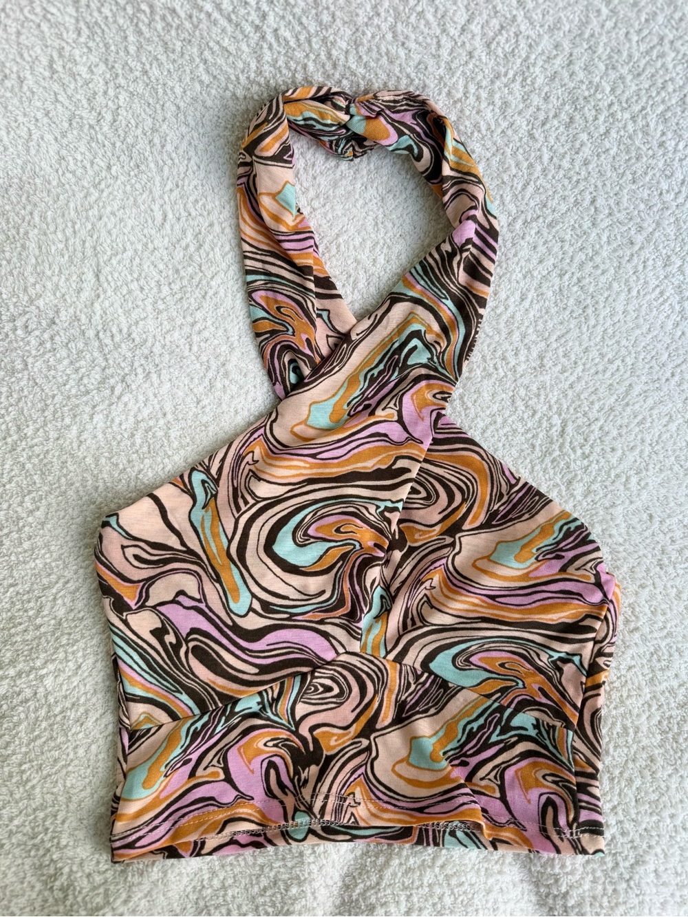 Festival Retro Print Halter Crop Top
